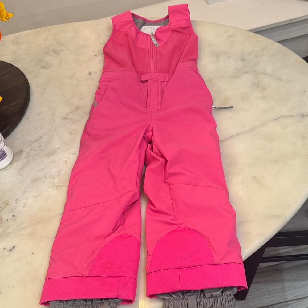Spyder Bright Pink Kids Snow Bib Overalls